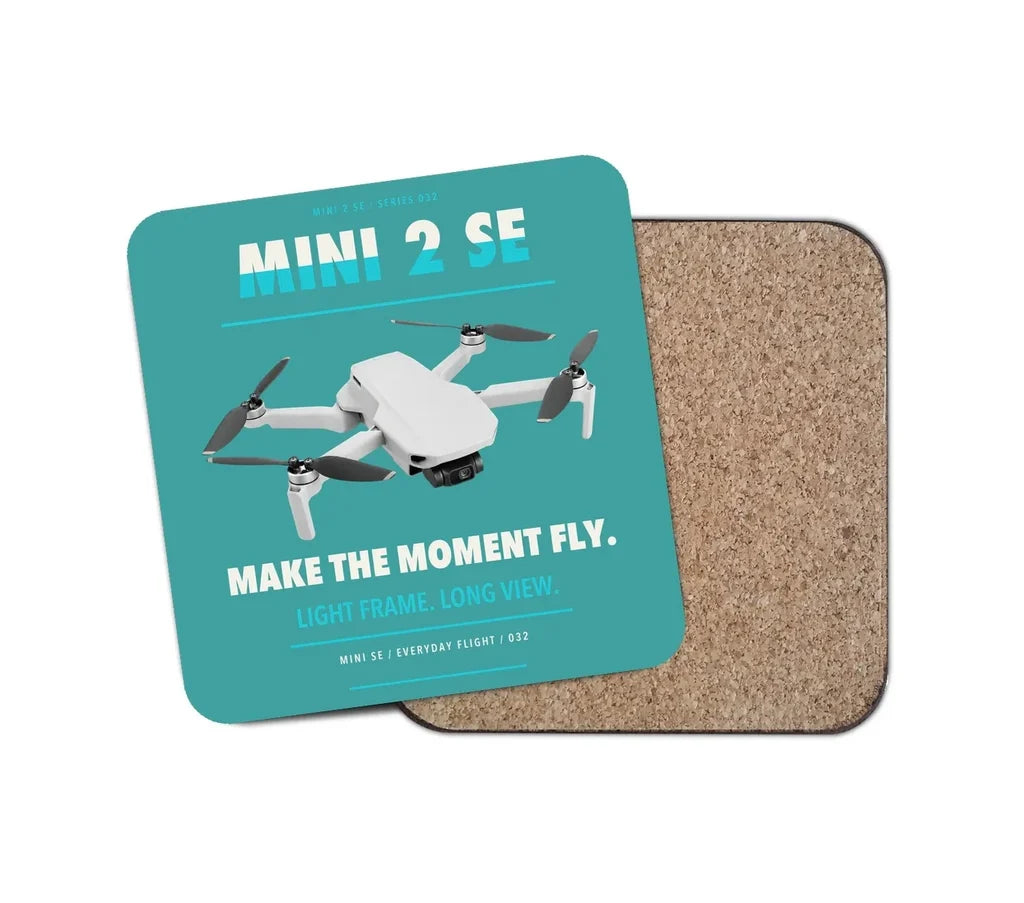 DJI Mini 2 SE design on turquoise 1 piece coaster