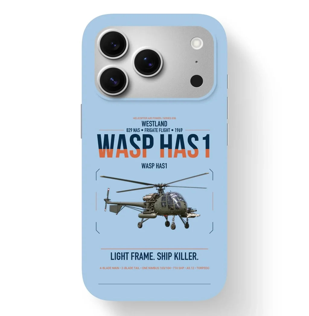 Westland Wasp HAS1 design on light blue magsafe iphone case, for iPhone 17 Pro
