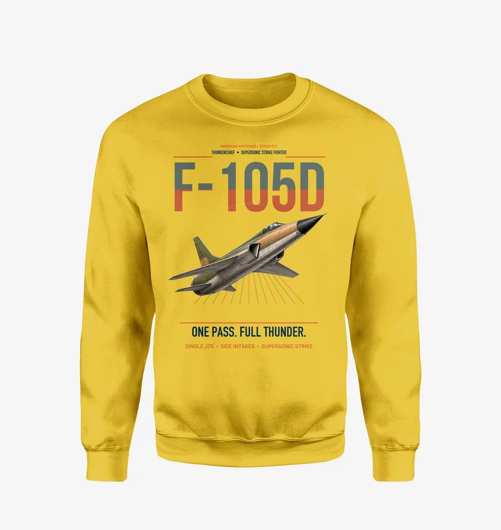F-105D Thunderchief design on yellow sweatshirt