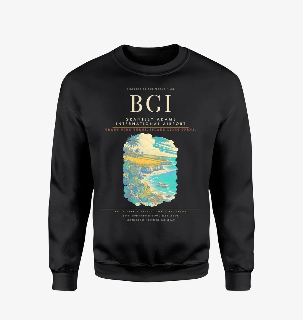 Grantley Adams International Airport BGI Sweatshirt - Black