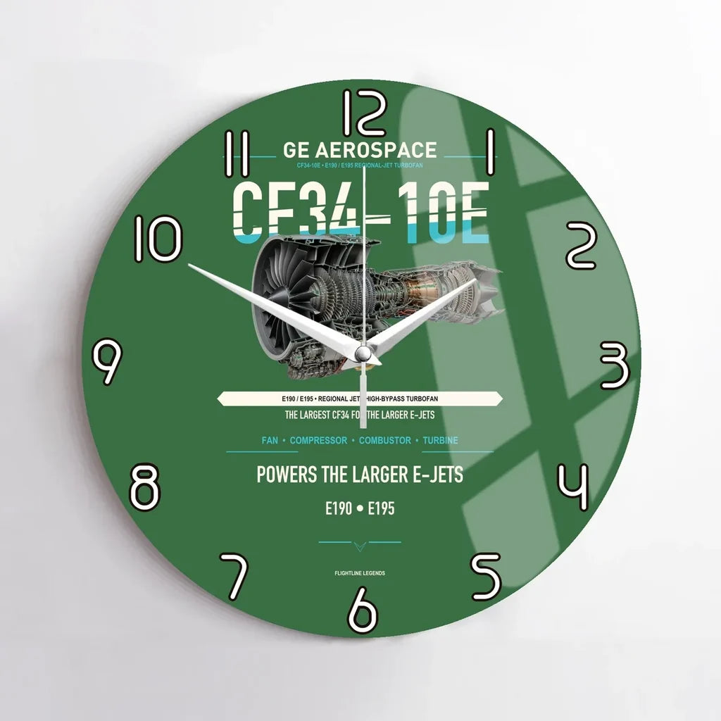 CF34-10E design on green no frame wall clock