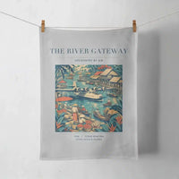 Thumbnail for VINTAGE G4066 - The River Gateway - Designed Towels design on lightgray