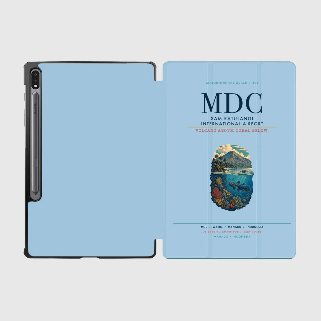 Sam Ratulangi International Airport Manado (MDC) design on light blue samsung tablet tablet case
