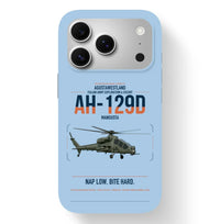 Thumbnail for AgustaWestland AH-129D Mangusta design on light blue magsafe iphone case, for iPhone 17 Pro