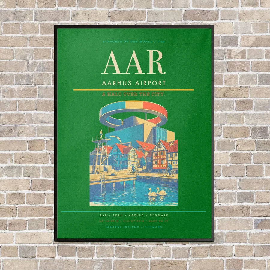 Aarhus Airport AAR - Canvas Framed - Green