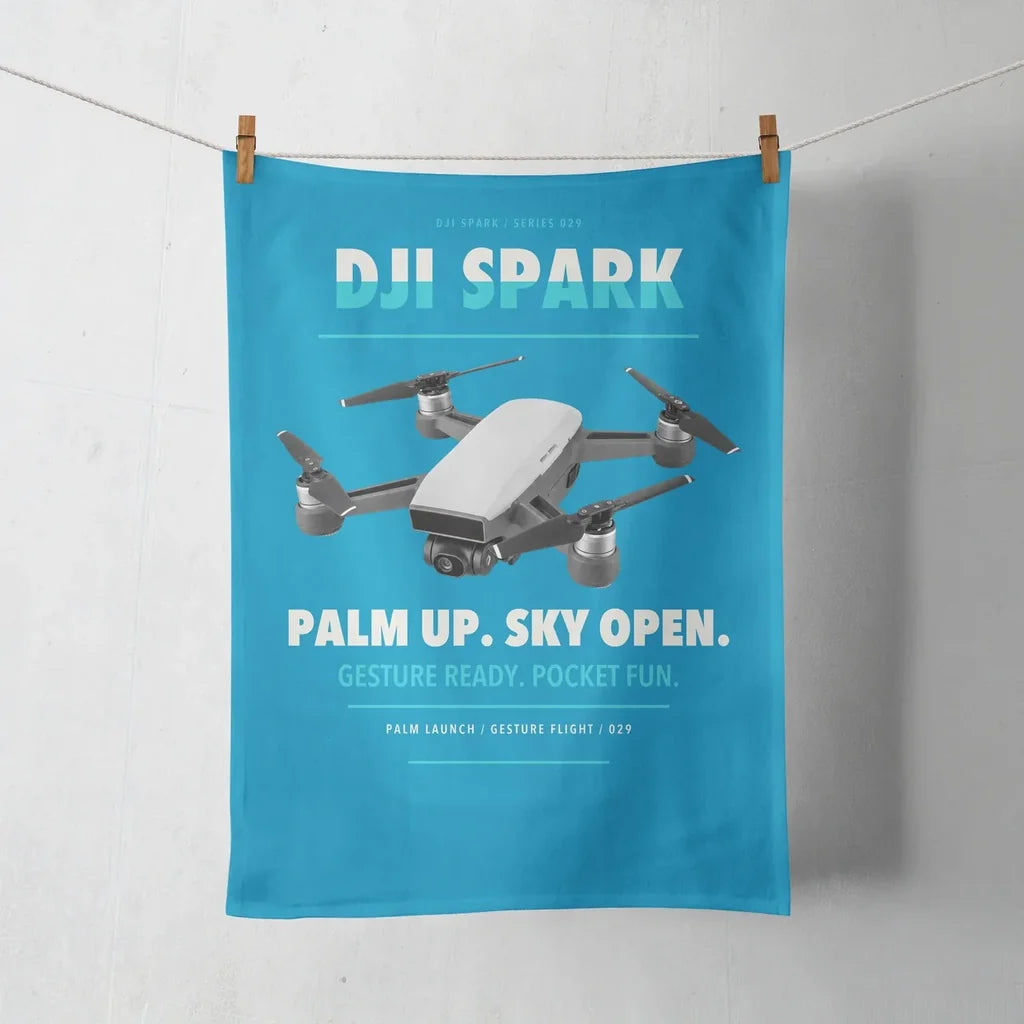 DJI Spark design on turquoise towel