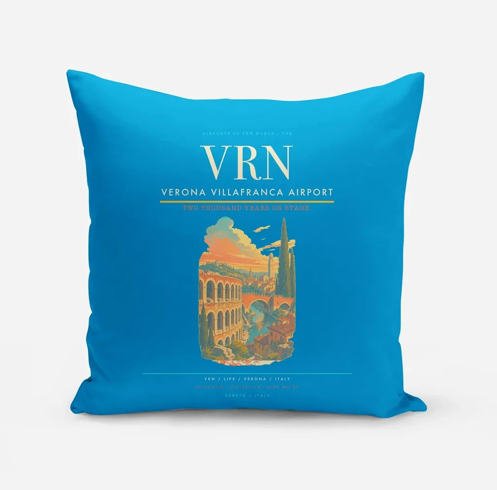 Verona Villafranca Airport (VRN) design on turquoise pillow