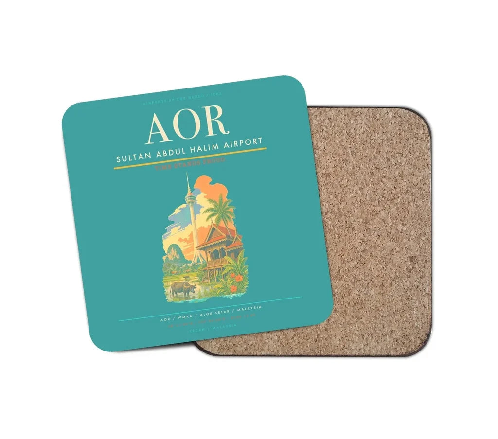 Sultan Abdul Halim Airport (AOR) design on turquoise 1 piece coaster