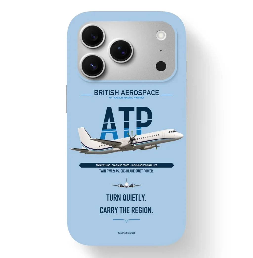 British Aerospace ATP Case design on light blue iphone case