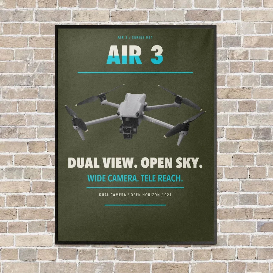 DJI Air 3 vertical canvas print - framed - green army background