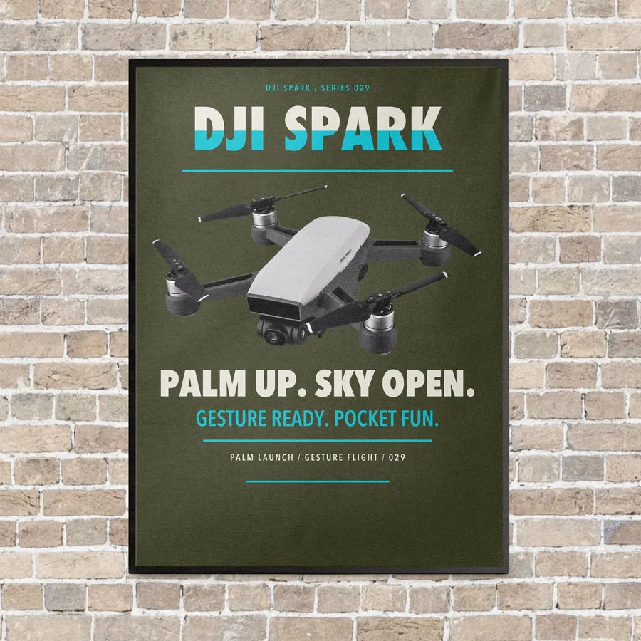 DJI Spark vertical canvas print - framed - green army background