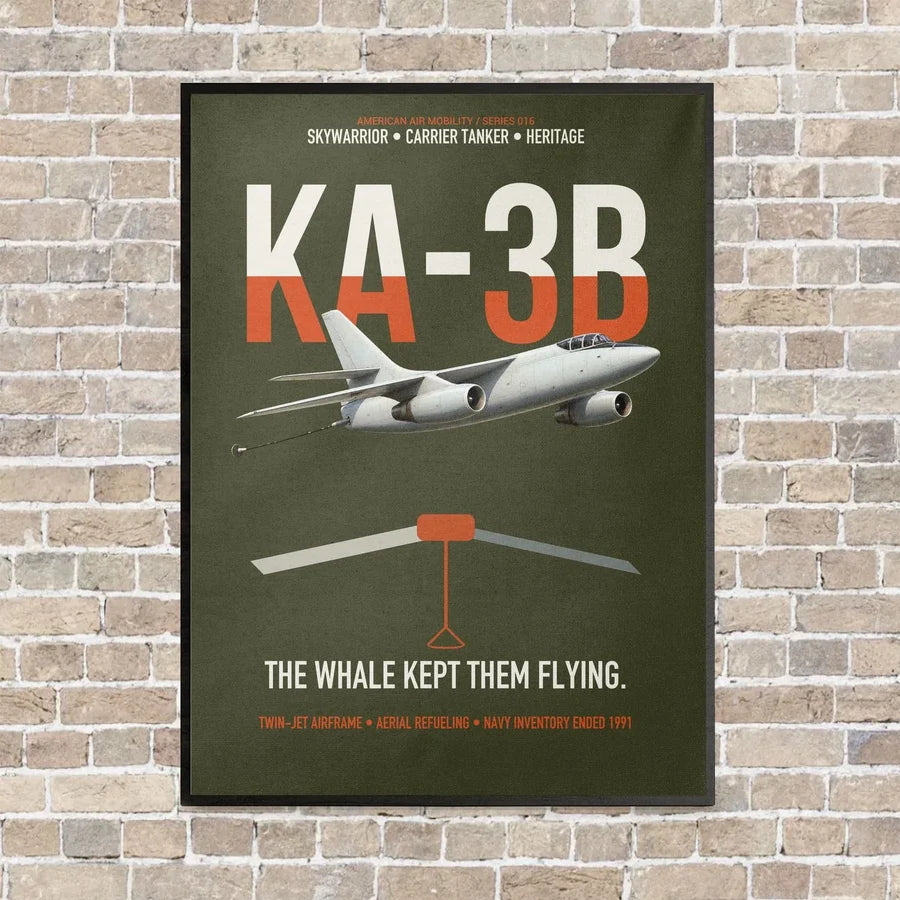 KA-3B Skywarrior vertical canvas print - framed - green army background