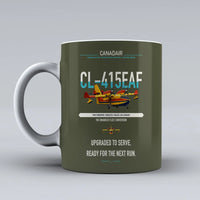 Thumbnail for Canadair CL-415EAF design on green army ceramic mug, double-side print