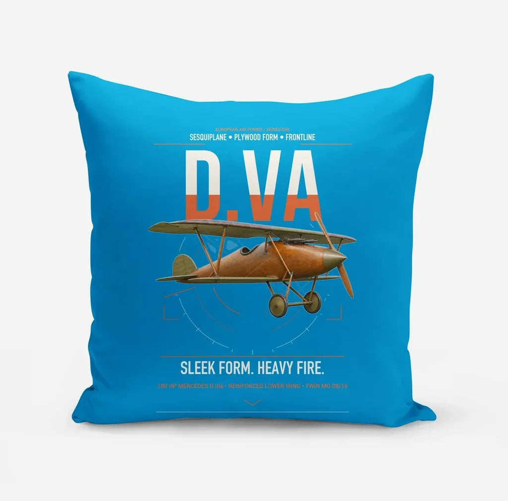 Albatros D.Va design on turquoise pillow