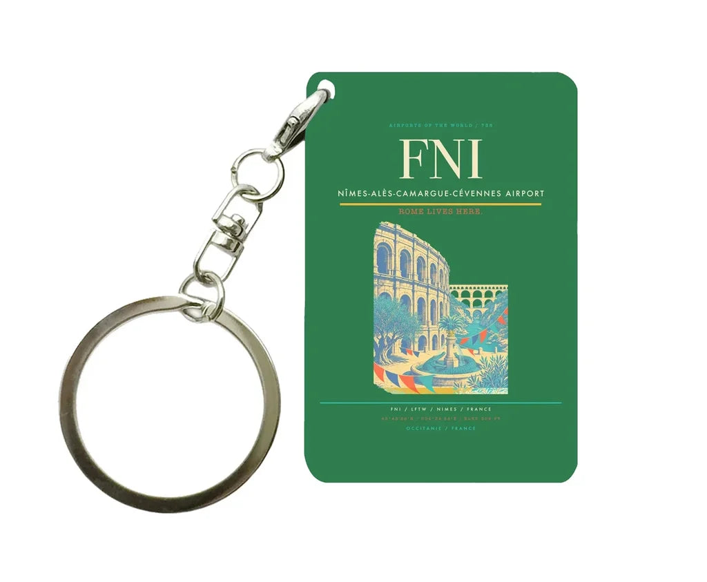 Nîmes-Alès-Camargue-Cévennes Airport (FNI) design on green key chain