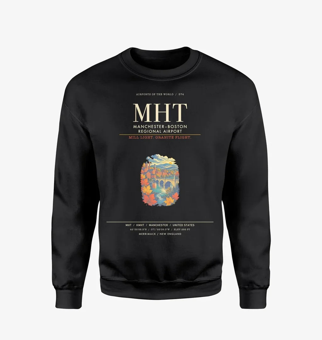 ManchesterBoston Regional Airport MHT Sweatshirt - Black