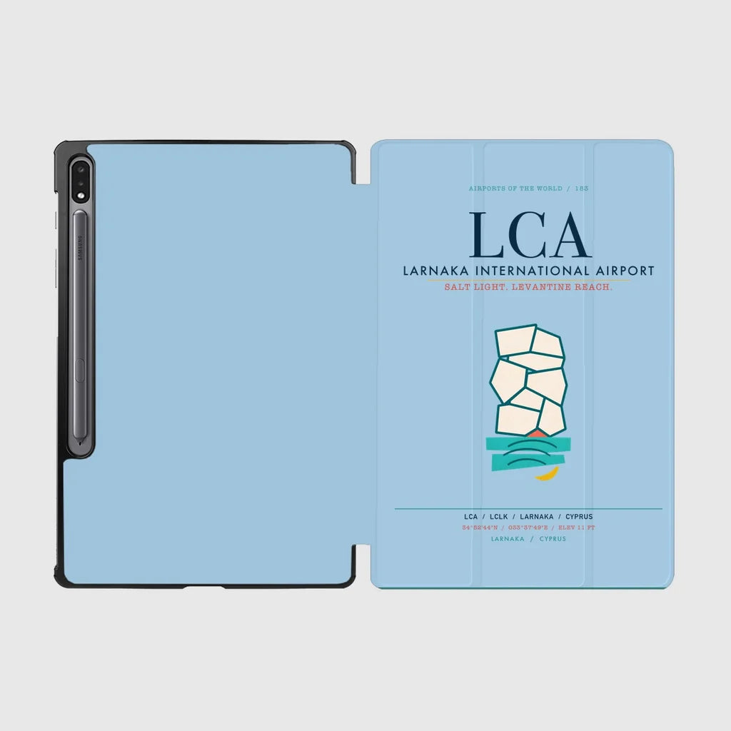 Larnaka International Airport (LCA) design on light blue samsung tablet tablet case