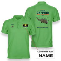 Thumbnail for Aérospatiale SA 330B Puma design on light green+name double-side polo t-shirt, double-side print