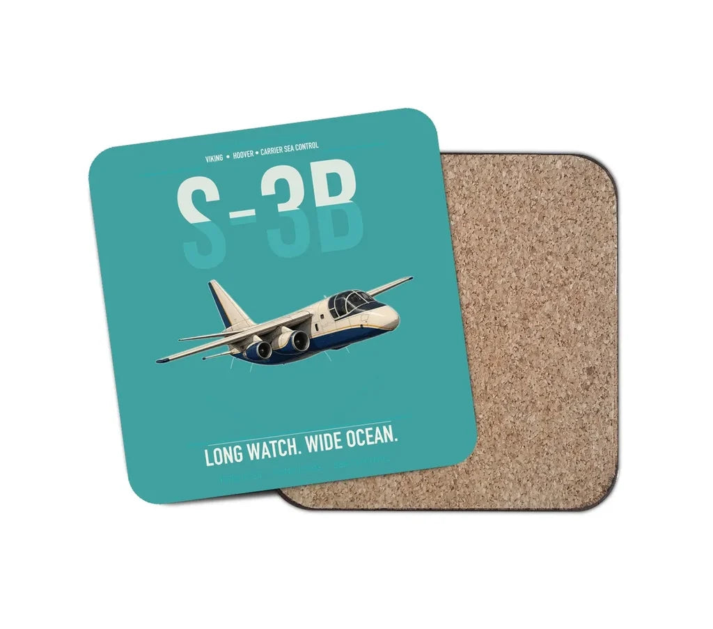 S-3B Viking design on turquoise 1 piece coaster