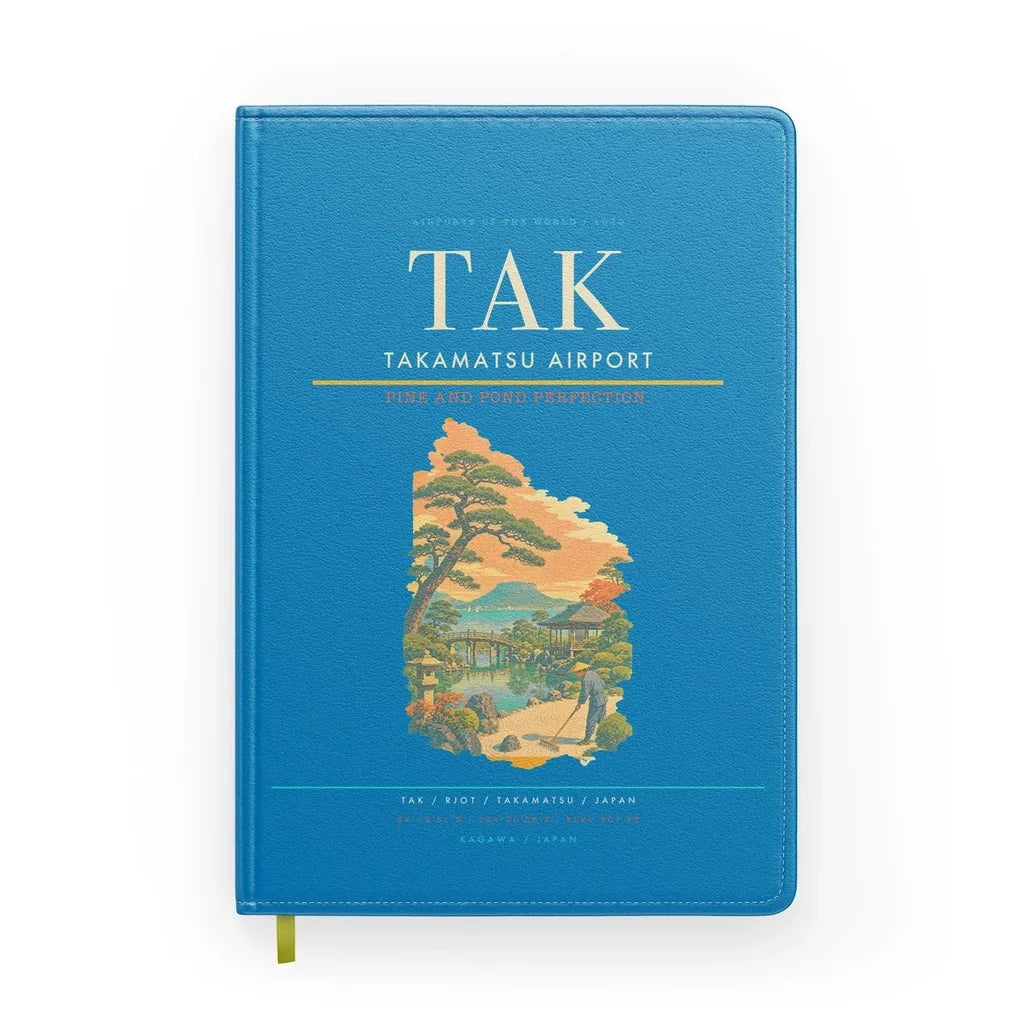 Takamatsu Airport (TAK) design on turquoise notebook