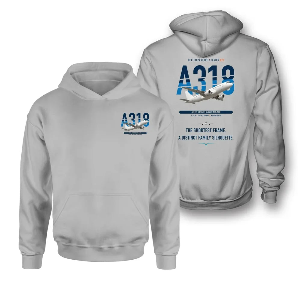 Airbus A318 design on light gray hoodie