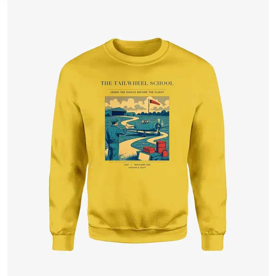 VINTAGE G4178 - The Tailwheel School - Designed Sweatshirts design on yellow