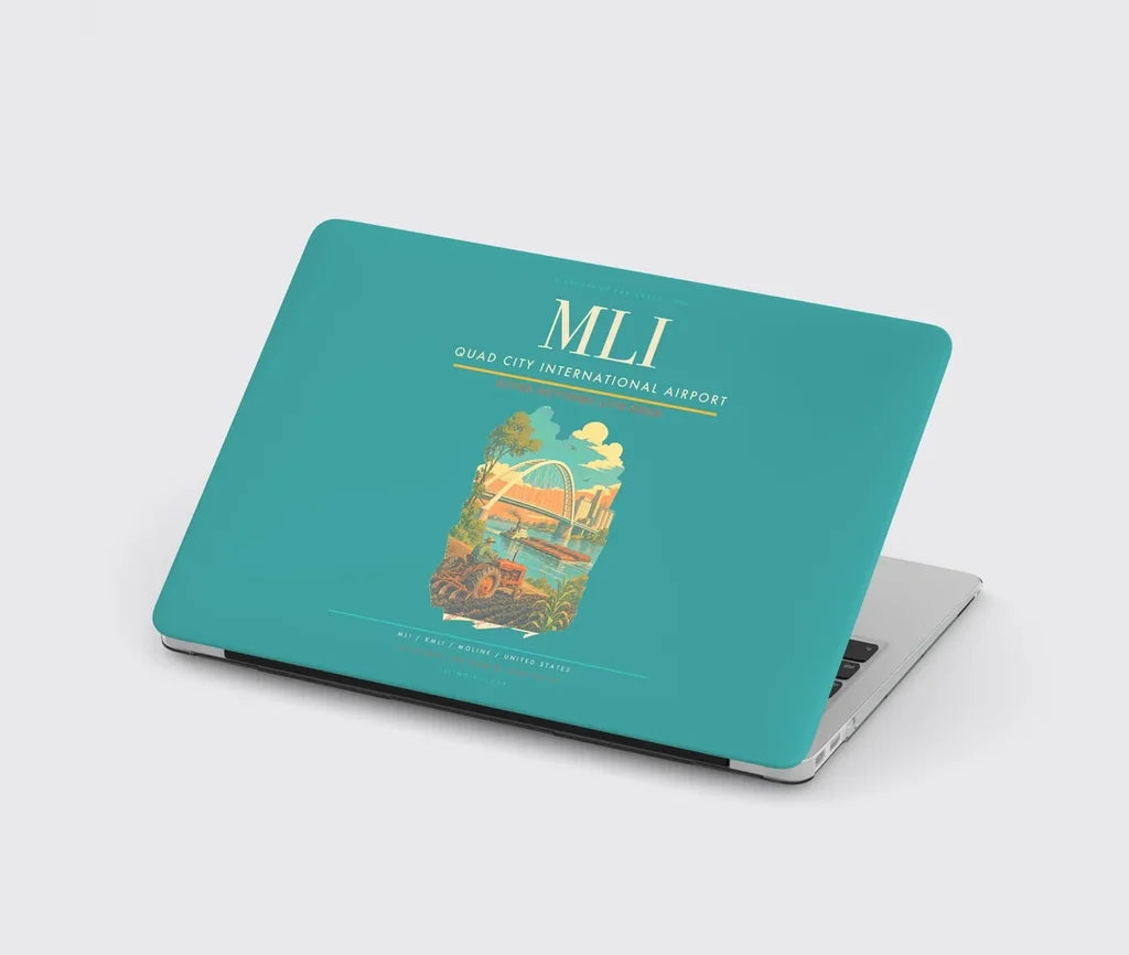 Quad City International Airport (MLI) design on turquoise MacBook case