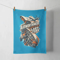 Thumbnail for Airworthiness Lives In The Last Turn design on turquoise towel