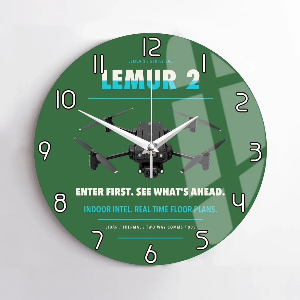 BRINC LEMUR 2 design on green no frame wall clock