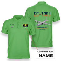 Thumbnail for EC-130J Commando Solo III design on light green+name double-side polo t-shirt, double-side print
