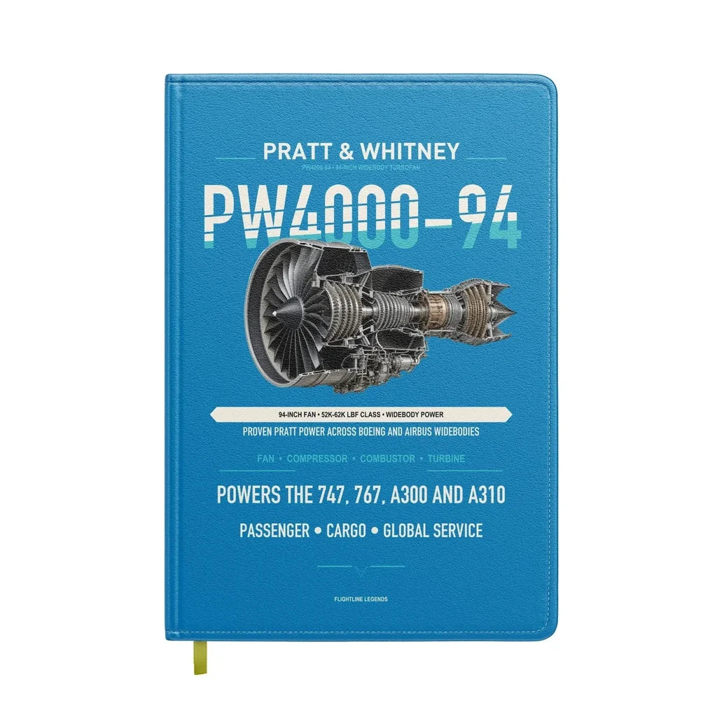 PW4000-94 design on turquoise notebook
