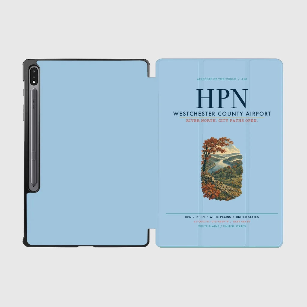 Westchester County Airport (HPN) design on light blue samsung tablet tablet case