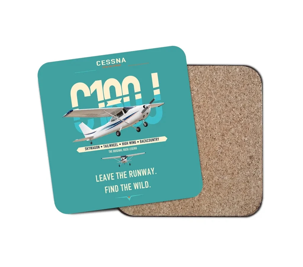 Cessna 180J Skywagon design on turquoise 1 piece coaster