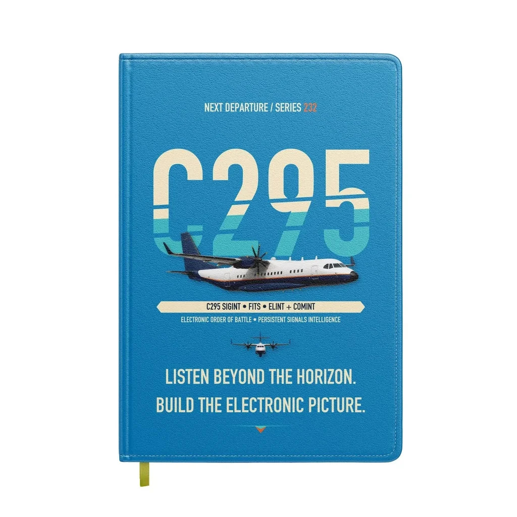 Airbus C295 SIGINT design on turquoise notebook