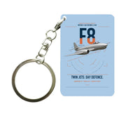 Thumbnail for Gloster Meteor F8 design on light blue designed key chain, double-side print