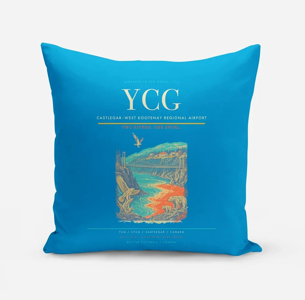 Castlegar–West Kootenay Regional Airport (YCG) design on turquoise pillow