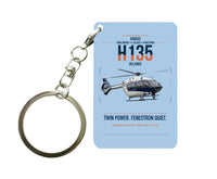Thumbnail for Airbus H135 design on light blue designed key chain, double-side print