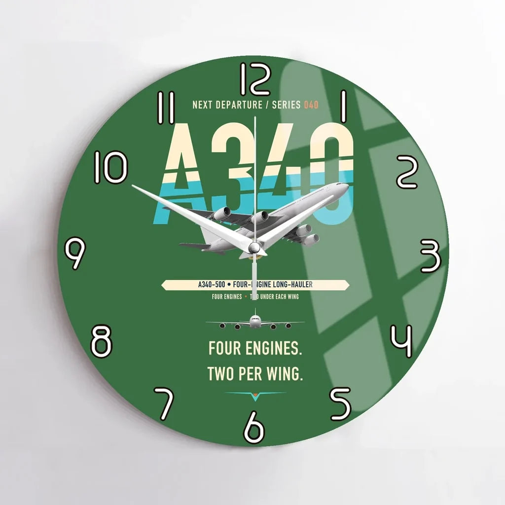 Airbus A340-500 design on green no frame wall clock