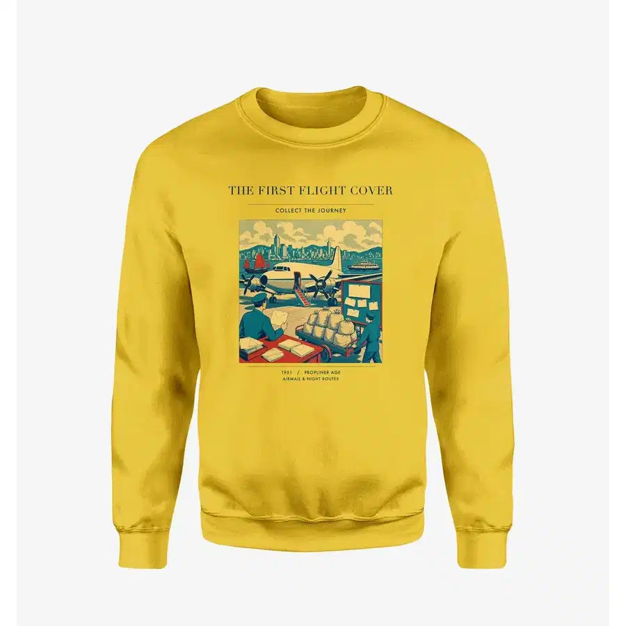 VINTAGE G4107 - The First Flight Cover - Designed Sweatshirts design on yellow