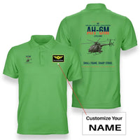Thumbnail for MD AH-6M Little Bird design on light green+name double-side polo t-shirt, double-side print