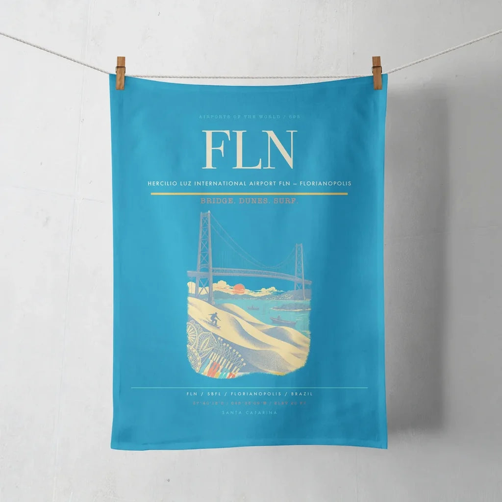 Hercilio Luz International Airport (FLN) design on turquoise towel