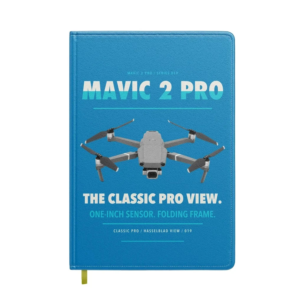 DJI Mavic 2 Pro design on turquoise notebook