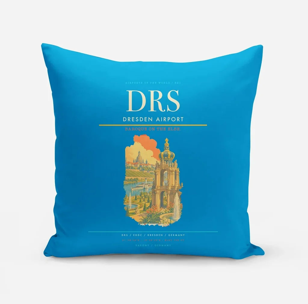 Dresden Airport (DRS) design on turquoise pillow