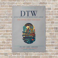 Thumbnail for Detroit Metropolitan Wayne County Airport DTW vertical canvas print - no frame - light gray background