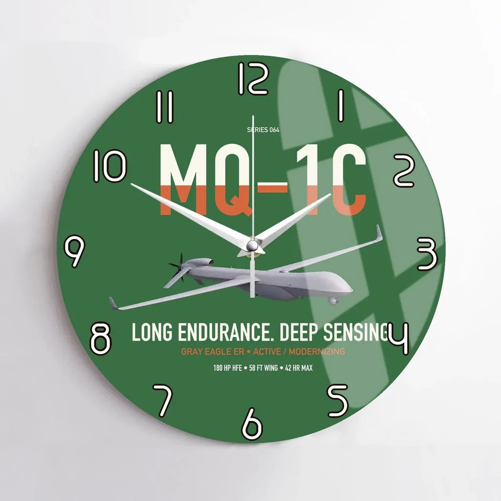 MQ-1C Gray Eagle ER design on green no frame wall clock