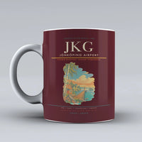 Thumbnail for Jönköping Airport (JKG) airport code design on dark red ceramic mug