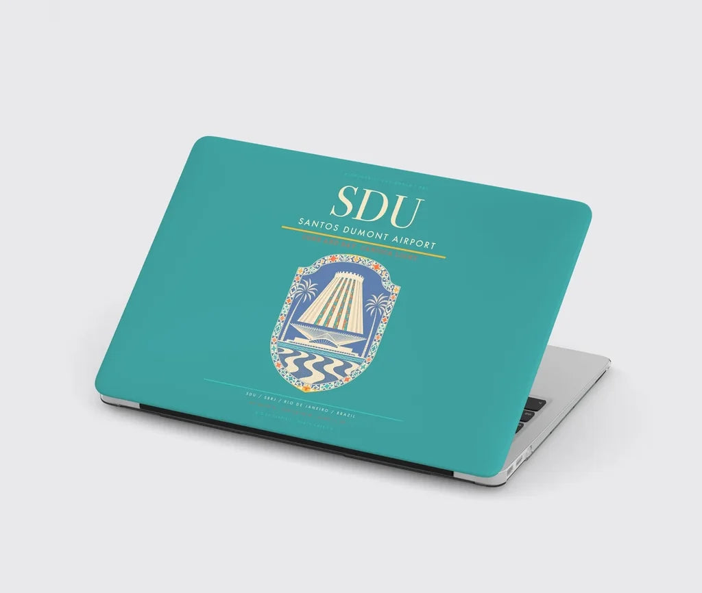 Santos Dumont Airport (SDU) design on turquoise MacBook case