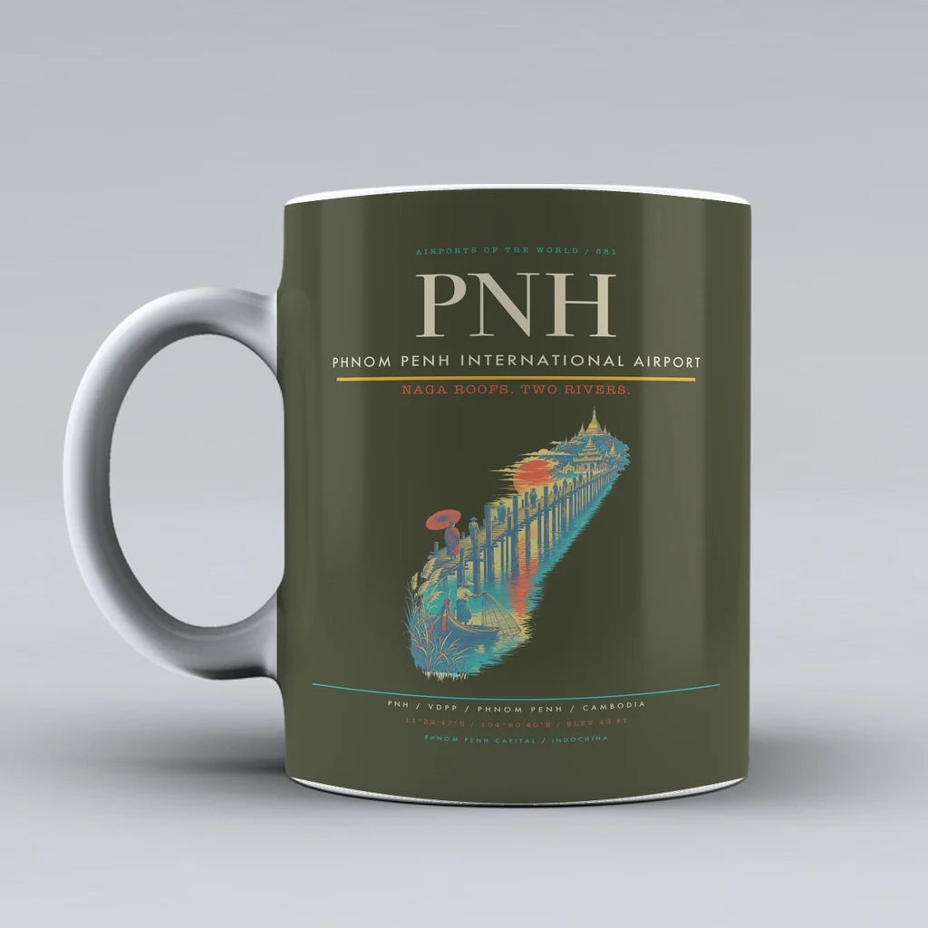 Penh International Airport PNH Mug design on green army phnom