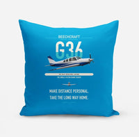 Thumbnail for Beechcraft Bonanza G36 design on turquoise pillow