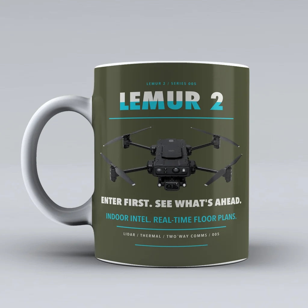 LEMUR 2 Mug design on green army brinc